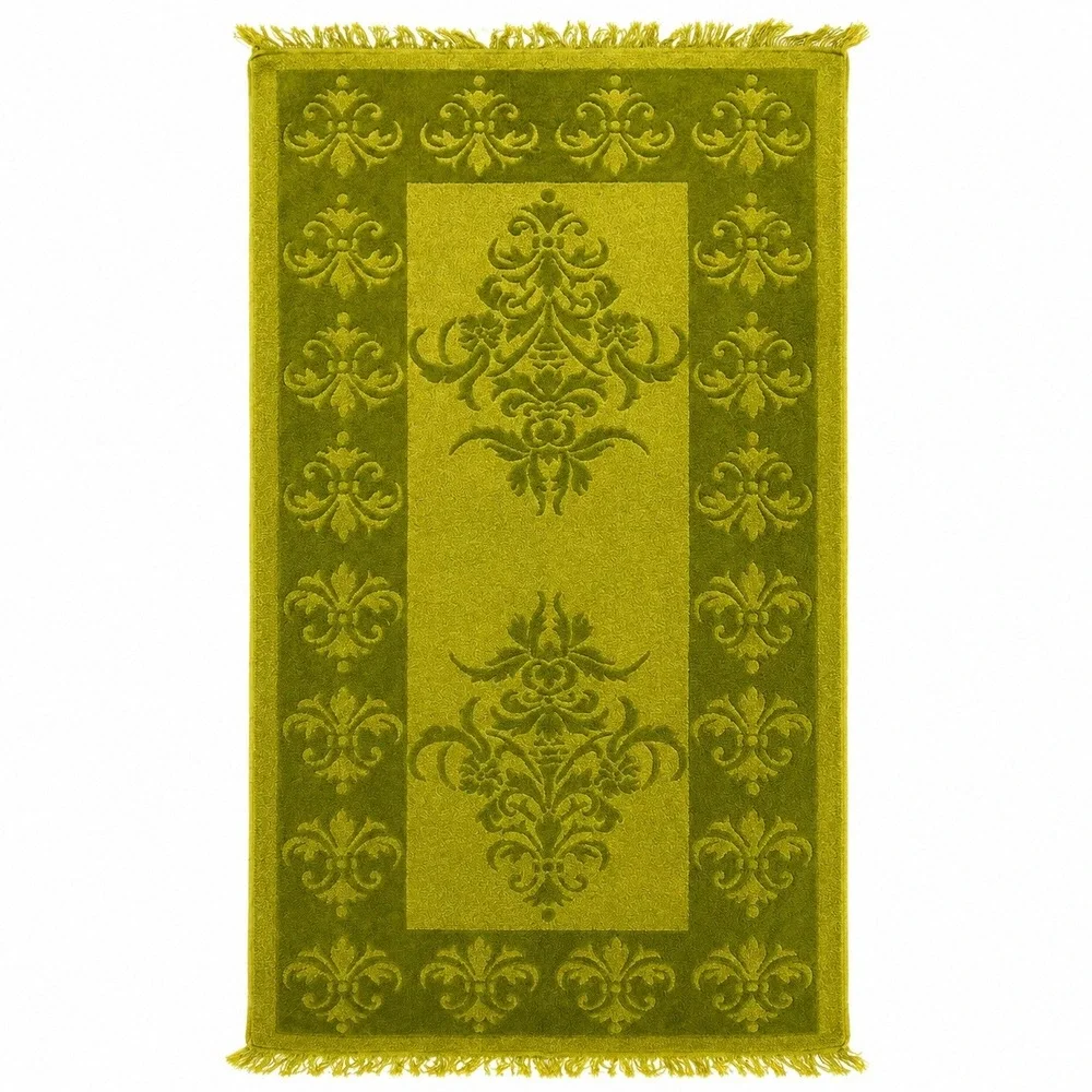 Fieldcrest Bath Towel Imperial Collection Chartreuse Damask Fleur-de-lis MCM